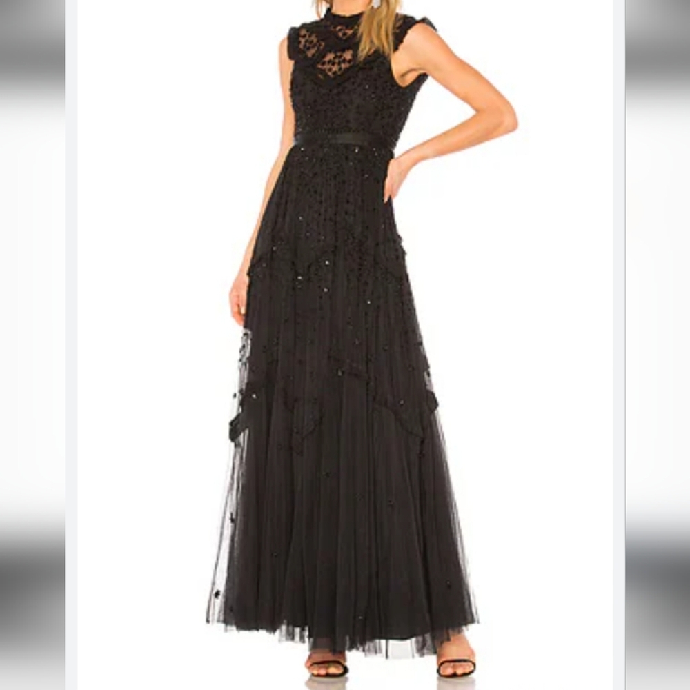 Needle & Thread Black Embellished Maxi Gown